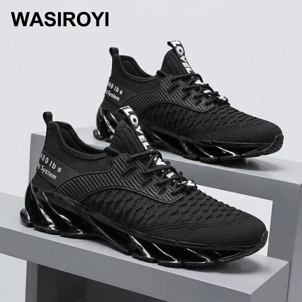 WASIROYI Men's Blade Sole Running Shoes, Breathable Mesh Athletic Sneakers With Shock-Absorbing Cushioning, Lightweight Footwear For Jogging, Gym