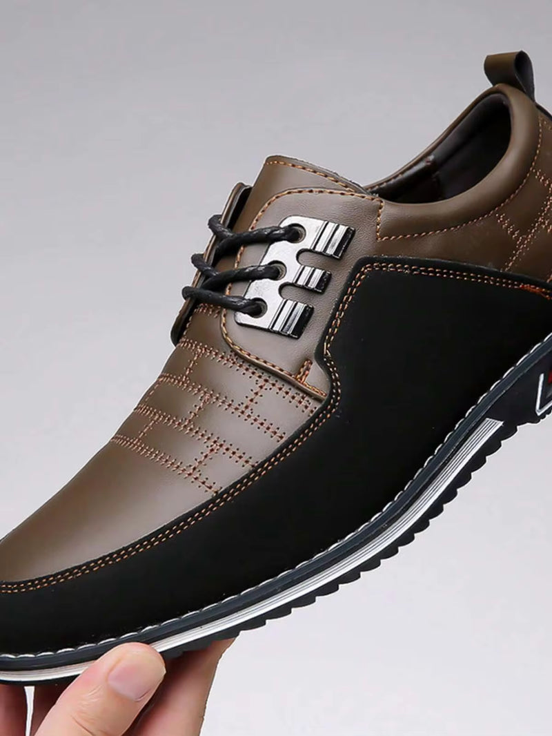 Men's Round Toe Low Top PU Upper Rubber Sole Flat Heel Non Slip Daily Casual Casual Shoes Everyday Wear